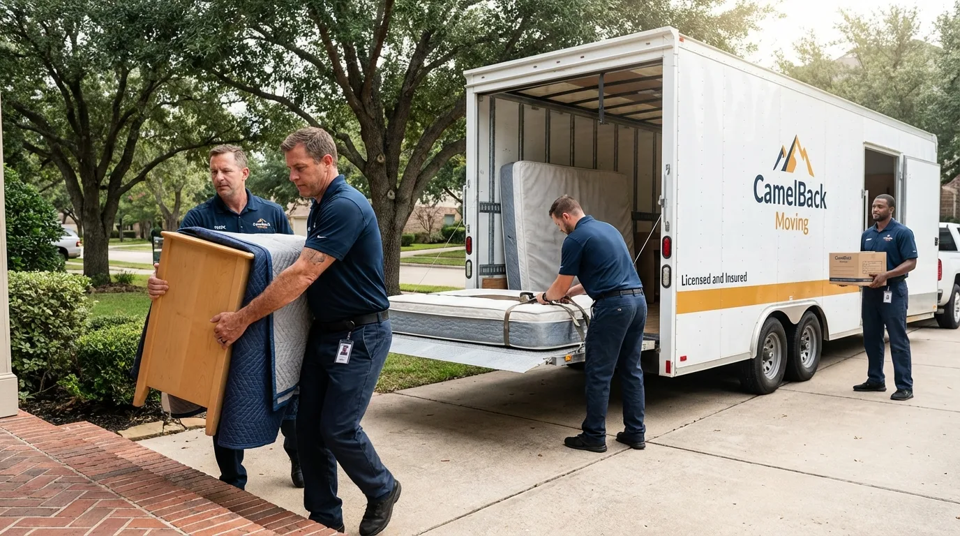 Crew loading residential truck for cross-state move from Greenwood, MO