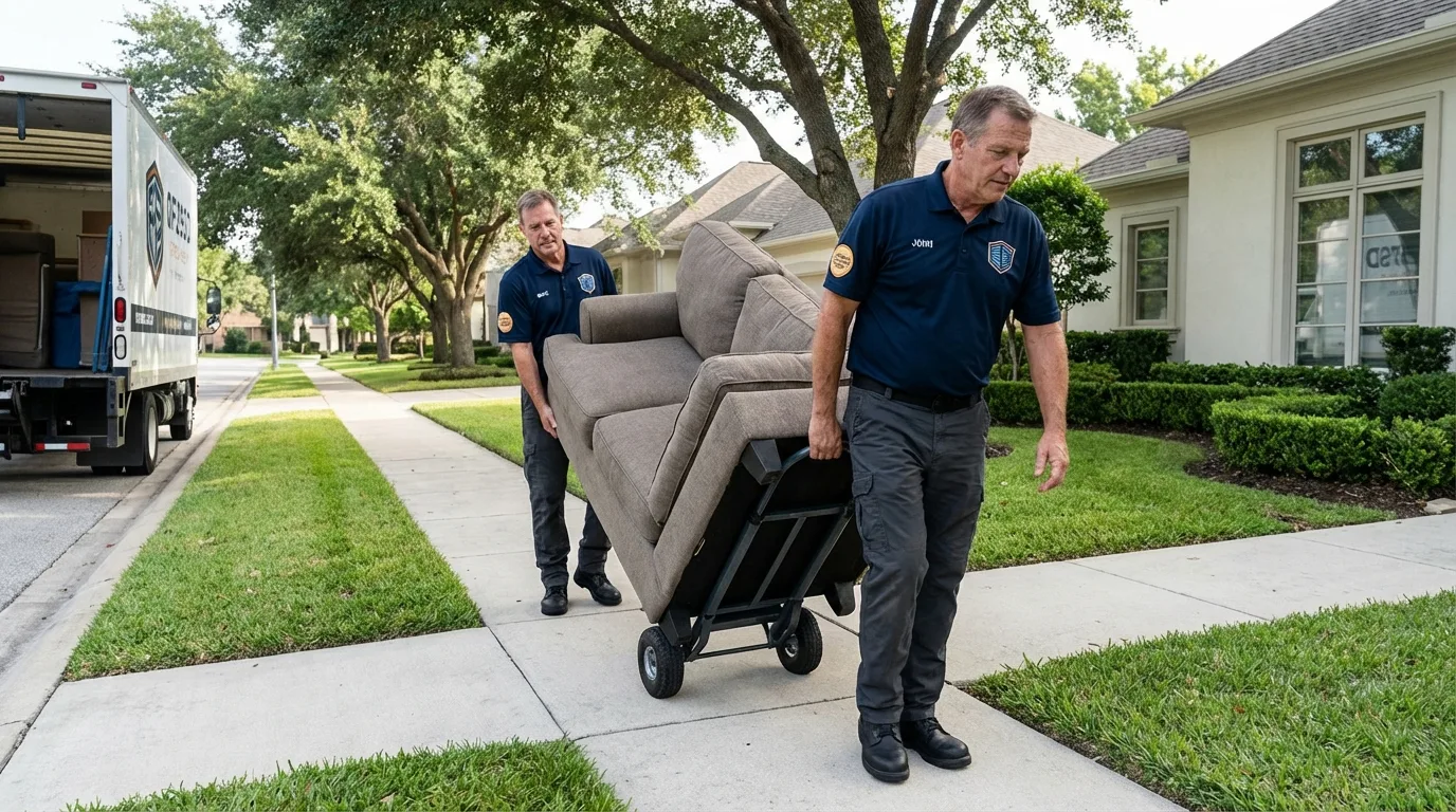 Local residential moving crew loading furniture in Greenwood, MO